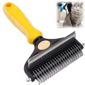 Meilleurs prix pour The profession of toilet 2 in 1 pour chiens brosse pour chiens pour perte de poils 2 en 1（Jaune）