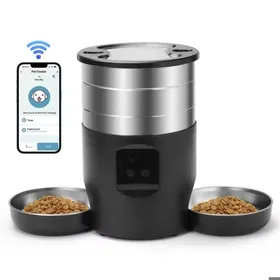Comparer les prix de Distributeur automatique de nourriture pour animaux - Phoesky - Acier inoxydable - 45L - Enregistrement vocal