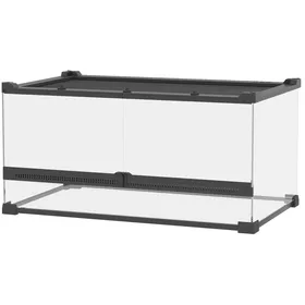 Comparer les prix de Terrarium en verre pour reptiles – Noir – aéré fond étanche verrou à bouton – 50 x 30 x 25 cm