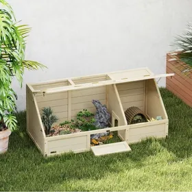 Meilleurs prix pour Enclos dextérieur pour tortue en bois naturel sans fond 120 x 55 x 20/50 cm avec dessus ouvrants