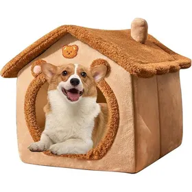 Comparer les prix de Niche pour animaux de compagnie intérieur lit de grotte lavable panier doux et chaud Marron Taille M M CHATIERE
