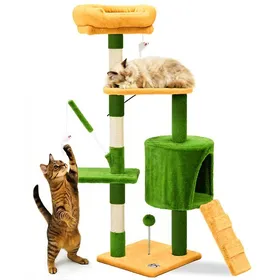Comparer les prix de VOUNOT® Arbre a chat 112cm multi niveaux Griffoir et niche Vert Orange