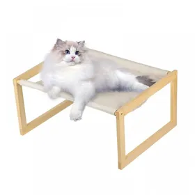 Meilleurs prix pour LVHCMFOHM Hamac pour Chat en Bois - Lit pour Chat Confortable en Velours - Amovible et Lavable - 50x40x25 cm - Blanc