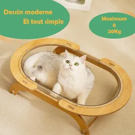 Meilleurs prix pour Niches À Chat en bois Capsule spatiale transparent lit de minou par terre facile range maximum 20KG 47x38x16cm