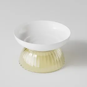 Comparer les prix de Bol en céramique pour chat - Phoesky - Protection du cou - Bouche plate - Anti-dérapant - Jambe haute - Jaune - 150 ml