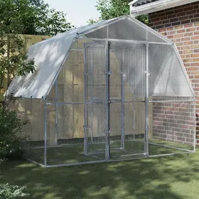 Meilleurs prix pour Enclos - Cages à poules 2 pcs avec toit - et porte - argenté - Acier galvanisé SS00202019