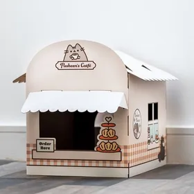 Comparer les prix de Maison pour chat 100% carton à monter soi-même pusheen catfé - café bistrot chat Puckator