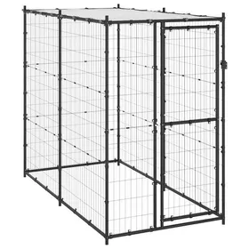 Comparer les prix de SALE 2026 Parc pour chien Noir - Chenil dextérieur pour chiens Acier avec toit 110x220x180cm PRO522649431