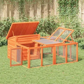Meilleurs prix pour Clapier rustique - vidaXL - bois de pin massif contreplaqué - marron vert - 144 x 123 x 675 cm - hydrofuge - pour lextérieur ipk