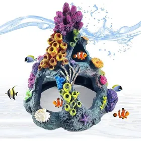 Meilleurs prix pour Décoration Aquarium Betta Corail Résine Ornements de Montagne Abri pour Poissons Betta et Crevettes