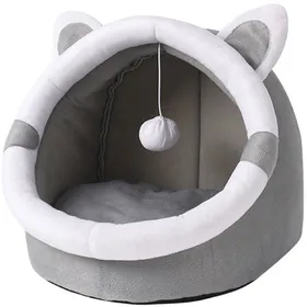 Comparer les prix de Lit niche pour chat - PZCC - 37×34×33 cm - Gris - Doux auto-chauffant - Coussin lavable