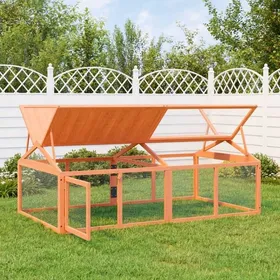 Comparer les prix de Solde 2026Poulailler pratique/parc à lapins Brun - Enclos animaux marron 200x1125x74cm bois massif de pin 18.3 Kg 33335191