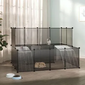 Meilleurs prix pour Enclos - Cage pour petits animaux - Noir 143x107x93 cm PP et Acier SS00221009
