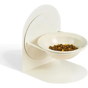 Meilleurs prix pour Gamelle surélevée inclinée céramique pour chat avec support en métal Gamelle antidérapante et anti-déversement - Blanc