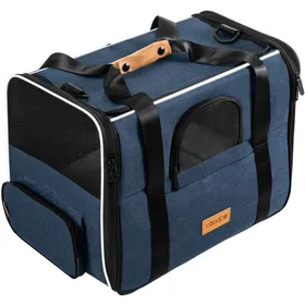 Comparer les prix de CADOCA® Sac de transport pour chat chien max. 20kg Bleu pliable avec bandoulière caisse de transport chat respirant avec gamelle