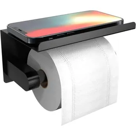 Meilleurs prix pour Self Adhesive Toilet Paper Holder with Phone Shelf Wall Mounted Toilet Paper Roll Holder Rustproof Bathroom Washroom Tissue Ro