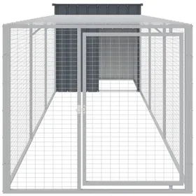 Meilleurs prix pour Bon plan Enclos Animaux Lapins - JILI HOT - Poulailler avec cour - anthracite 110x405x110cm - Acier galvanisé - Pour Jardin