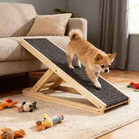 Meilleurs prix pour Rampe pour chiot en bois pliable portable-100cm hauteur réglable-antidérapante-rampe multifonction.