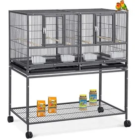 Meilleurs prix pour TOYS S-Grand cage oiseaux - avec support et roulettes - pour cacatoès perruche canaris perroquet - acier -109*95*45.5CM -Noir