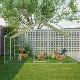 Meilleurs prix pour Grand Poulailler 3x4m - Volière dextérieur en métal avec toit étanche et porte verrouillable - Enclos sécurisé pour volailles