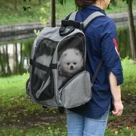 Meilleurs prix pour Pliable / sac fourre-tout pour chats et chiens, Sac à dos à roulettes réglable en hauteur et respirant，Convient aux animaux (