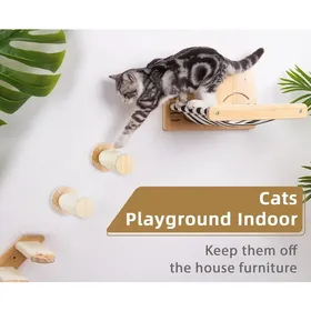 Meilleurs prix pour Échelle murale pour chat-Échelle en bois-Fixation murale-Mur descalade-Mobilier pour chat-Gain de place-215 x 12 cm-Couleur bois