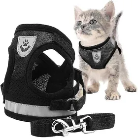 Comparer les prix de Harnais pour chat - Anti-évasion - V taille XS - Couleur noir - Léger 80g - Réfléchissant