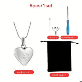 Comparer les prix de Ensemble de 5 colliers funéraires pour animaux de compagnie urne en forme de cœur avec empreinte de patte outils et sac en