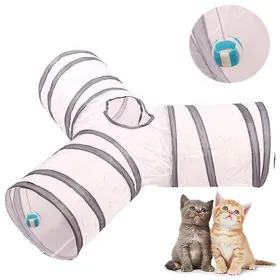 Meilleurs prix pour Tunnel pour chat pliable - Structure en Y à 3 voies Cadre acier et polyester - Jeu intérieur et extérieur - 30 cm diamètre