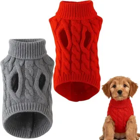 Comparer les prix de Vêtements pour animaux - Lot de 2 - Pulls pour chiens - Pulls dhiver chauds pour petits chiens-Maille torsadée unie