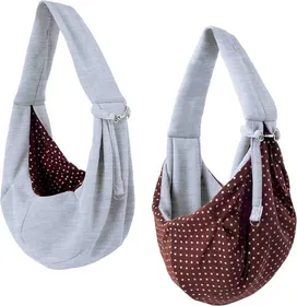 Comparer les prix de Sac écharpe pour chien et chat, design réversible et pratique, idéal pour voyages avec animaux de compagnie.