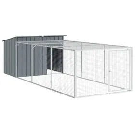 Comparer les prix de SALE dhiver Niche/Maison pour chien - UU - Grand Chenil - avec enclos Anthracite 153 x 396 x 110 cm Acier galvanisé CC357