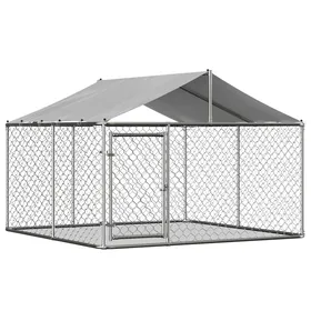Comparer les prix de Enclos poulailler parc grillagé 230x230x117 cm avec toit-serrure de sécurité et tissu PE imperméable clôture extérieure en métal