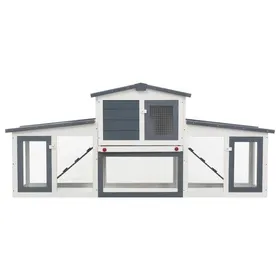 Meilleurs prix pour Bon plan Clapier Lapins Petit enclos - JILI HOT - Clapier large dextérieur - Gris et blanc 204x45x85cm Bois - Pour Jardin