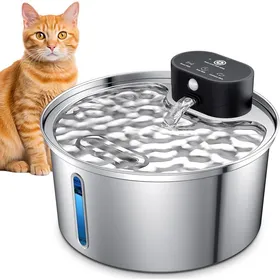 Comparer les prix de Fontaine A Eau Chat Sans Fil - 32L Fontaine À Eau Pour Chat Inox - Fontaine Eau Chat Avec Fenêtre Transparente - Passe Au Lave
