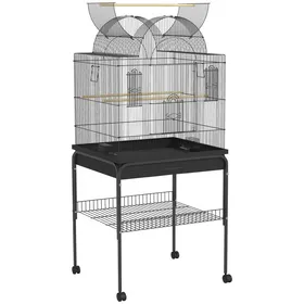 Meilleurs prix pour Pawhut birdcage - grande cage de perroquet en peau de tigre avec plateau étagère poste dalimentation birdhouse avec roulettes
