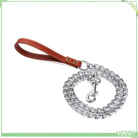 Meilleurs prix pour Laisse de chaîne pour chien - FAFEICY - 2 mm x 120 cm - Fer + cuir PU - Galvanoplastie anticorrosion - Poignée cuir PU