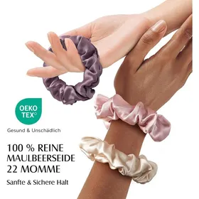 Meilleurs prix pour Lot de 3 chouchous en 100 % soie de mûrier pour femme doux pour moins de frisottis et de casses élastiques sans traces