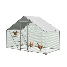 Meilleurs prix pour Enclos poulailler 4.5m² parc grillagé 3x15x2 m en métal avec grille descalade intégréeserrure de sécurité et tissu PE imperméable