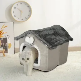 Meilleurs prix pour JEOBEST Maison pour Chat Niche pour Chien d’intérieur avec Coussin en Peluche Panier pour Chien ou Chat 42×34×38cm