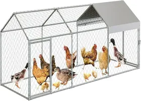 Comparer les prix de Enclos Poulailler Chenil Extérieur  Parc à Poules Grande Taille Cadre en Fer 304x100x100cm acie galvanisé
