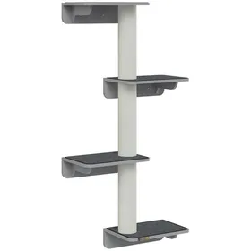 Meilleurs prix pour Arbre À Chat Mural 66x28x137cm - Mur Descalade Bois Gris Clair&beige - Espace Vertical Pour Amoureux Des Chats
