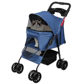 Comparer les prix de POUSSETTE PLIABLE DEXTÉRIEUR POUR CHATS ET CHIENS - HOMEWELL - BLEU - 77 X 48 X 99 CM