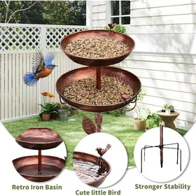 Meilleurs prix pour Bain doiseaux Autonome pour Extérieur117CM  Abreuvoir Oiseaux Exterieur sur PiedMétal Vintage Mangeoire OiseauxMangeoire Jardin