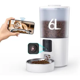 Comparer les prix de Distributeur automatique de croquettes pour chat - ZGEER - Caméra HD 1080P - Programmable - Portionnée - Bol inoxydable