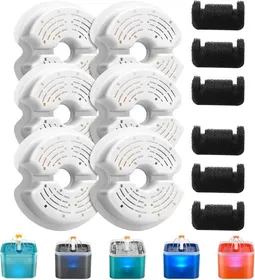 Meilleurs prix pour Filtres de Fontaine a Eau Chat,6PCS Filtres+6PCS Éponges de Fontaine à Eau pour Chat,Filtration Multiple,Cheveux Filtrants(Éponges)
