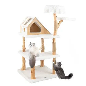 Comparer les prix de GOPLUS Arbre à Chat en Bois de 150 cm, Poteaux à Gratter en Jute et Corde en Sisal, Poteau en Bois de Poirier Massif