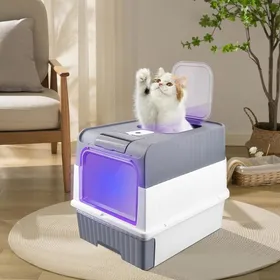 Comparer les prix de OHMG-Bac À Litière Stérilisé Pour Chat-Résine PP-Dispositif De Désodorisation-Stérilisation Aux Ultraviolets-48*35*36cm-Gris