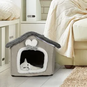 Comparer les prix de SUPFINE Niche pour Chat et Chien, Maison pour Animaux de compagnie, doublure souple et pliable, coupe-vent 42 X 34 X 38cm