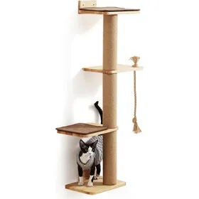 Meilleurs prix pour Arbre À Chat Mural À Griffoir De 127Cm Pour Grands Chats,Chatons Avec Lit Pour Chat,Bois D'Hévéa,Taille L